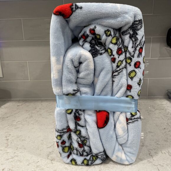 GRINCH & MAX dog Queen Full 90x90” Plush Blanket CHRISTMAS TREE Throw Print NEW - Picture 4 of 8